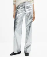 Mango Women's Metalised Wideleg Trousers