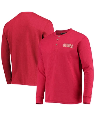 Men's Dunbrooke Scarlet San Francisco 49ers Logo Maverick Thermal Henley Long Sleeve T-shirt