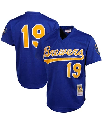 Men's Mitchell & Ness Robin Yount Royal Milwaukee Brewers Cooperstown Mesh Batting Practice Jersey