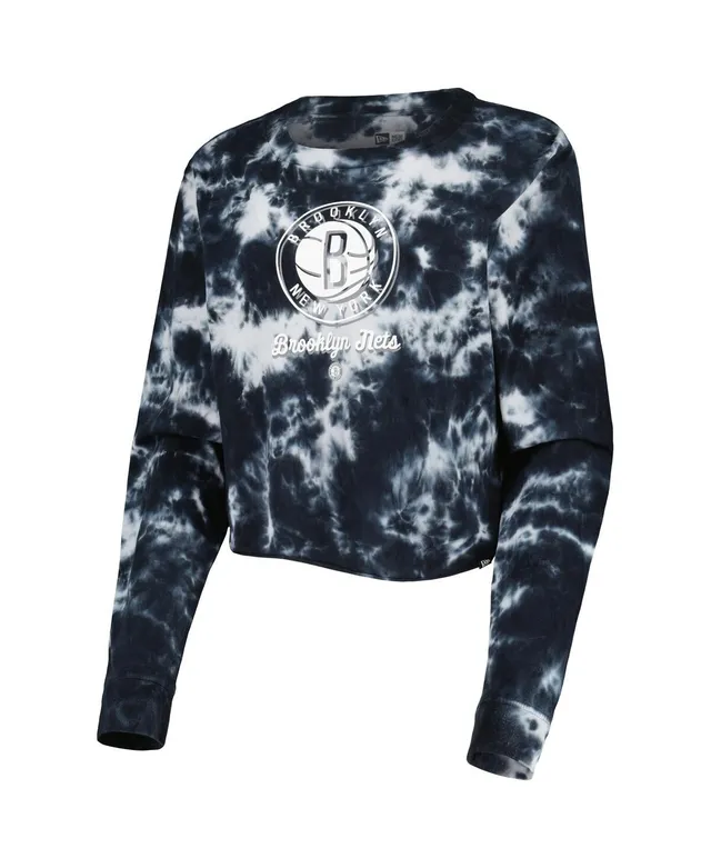 New Era Women's New Era Blue York Knicks Tie Dye Cropped Long Sleeve  T-shirt