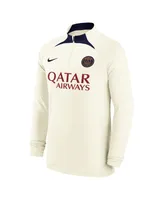 Men's Nike Cream Paris Saint-Germain Strike Drill 2023/24 Performance Quarter-Zip Long Sleeve Top