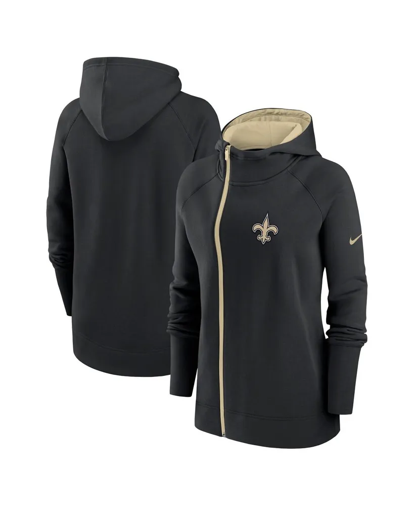 Women's Nike Black New Orleans Saints Asymmetrical Raglan Full-Zip Hoodie