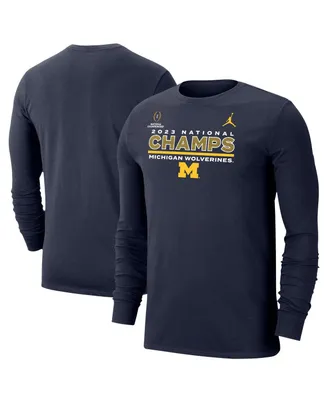 Men's Jordan Navy Michigan Wolverines College Football Playoff 2023 National Champions Performance Long Sleeve T-shirt