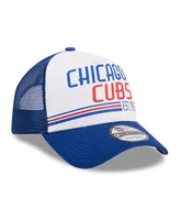 Men's New Era White, Royal Chicago Cubs Stacked A-Frame Trucker 9FORTY Adjustable Hat