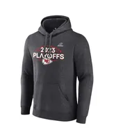 Men's Fanatics Heather Charcoal Kansas City Chiefs 2023 Nfl Playoffs Fleece Pullover Hoodie