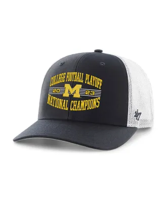 Men's '47 Brand Navy Michigan Wolverines College Football Playoff 2023 National Champions Trucker Adjustable Hat