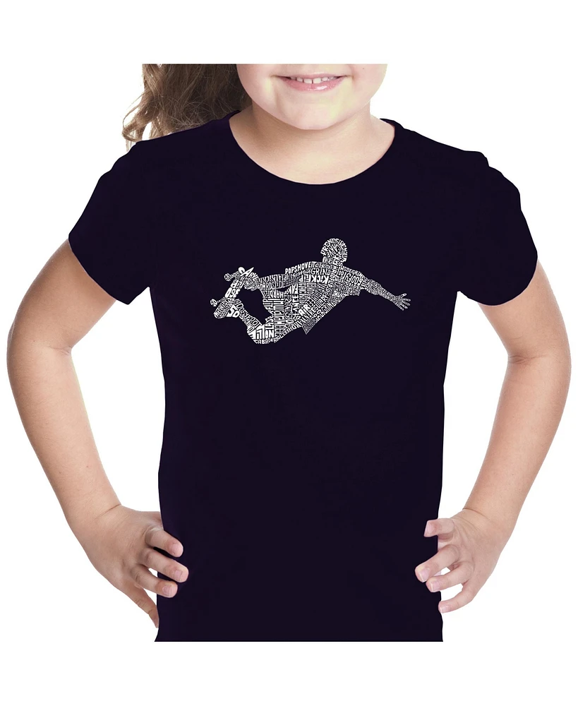 Girl's Word Art T-shirt - Popular Skating Moves & Tricks