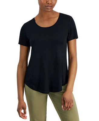 Jm Collection Petite Solid Rayon Span Short-Sleeve Top, Created for Macy's