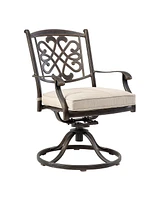 Mondawe 3-Piece Aluminum Bistro Set with Cushion for Outdoor Patio Furniture, Beige