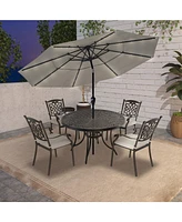 Mondawe 5-Piece Aluminum Outdoor Patio Dining Set with Cushion, Beige