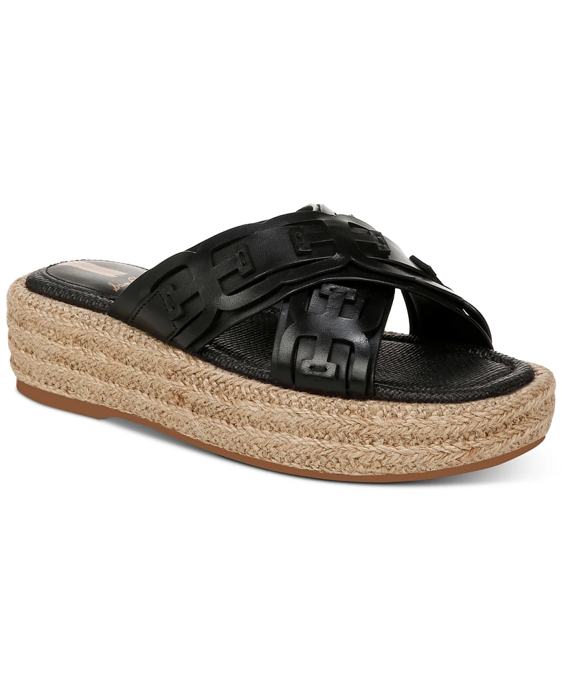 Sam Edelman Pria Crossband Slide Espadrille Flatform Sandals