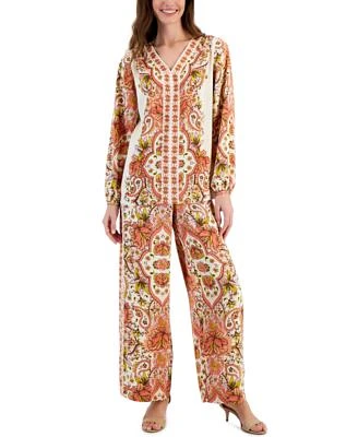 Jm Collection Womens Satin Printed Top Pull On Pants Created For Macys