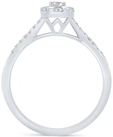 Promised Love Diamond Halo Swirl Promise Ring (1/4 ct. t.w.) Sterling Silver or 14k Gold-Plated