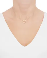 Diamond Heart in Heart Pendant Necklace (1/10 ct. t.w.) in 14k Gold-Plated Sterling Silver, 16" + 2" extender - Gold