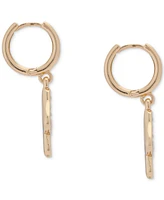 Lucky Brand Gold-Tone White Mushroom Charm Hoop Earrings