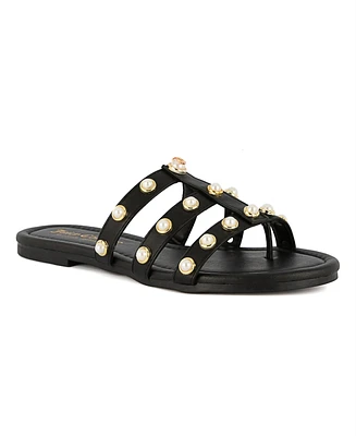 Juicy Couture Women's Zallymae Embellished Slide Flat Sandals