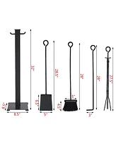 5 Pieces Fireplace Iron Fire Place Tool Set