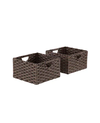 Seville Classics Foldable Handwoven Cube Storage Baskets, Set of 2