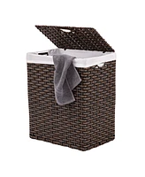 Seville Classics Foldable Rectangular Laundry Hamper with Lid & Canvas Liner