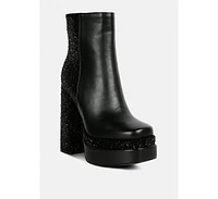 Womens dryday diamante zip up block heel boots