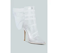 Womens princess organza wrapped style heeled ankle boots