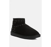 Womens winifred rhinestone embellished fur lined boots