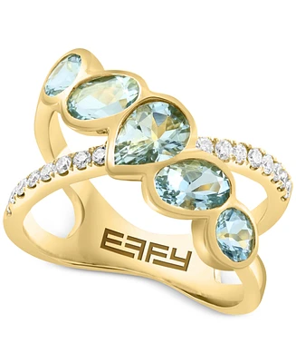 Effy Aquamarine (1-7/8 ct. t.w.) & Diamond (1/4 ct. t.w.) Crossover Statement Ring in 14k Gold