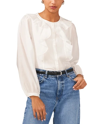 1.state Women's Button-Front Ruffle Blouse