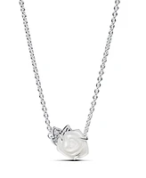 Pandora White Rose Bloom Collier Necklace in Sterling Silver