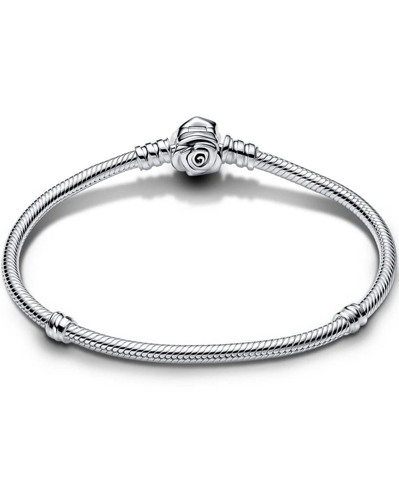 Pandora Rose Bloom Clasp Snake Chain Bracelet Sterling Silver