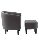 Convenience Concepts 26.25" Microfiber Churchill Accent Chair with Ottoman