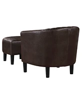Convenience Concepts 27.75" Faux Leather Roosevelt Accent Chair with Ottoman