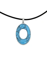 Robert Lee Morris Soho Semi-Precious Turquoise Pendant Leather Necklace