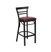 Two-Slat Ladder Back Metal Restaurant Dining Barstool