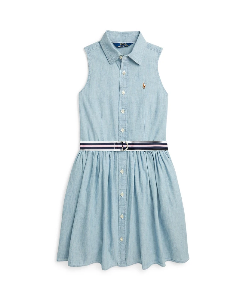 Polo Ralph Lauren Big Girls Belted Cotton Chambray Shirtdress