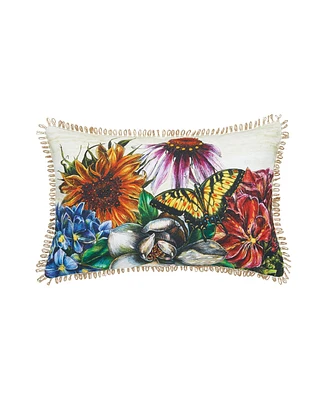 14" x 22" Botanical Floral Spring Printed and Embellished Throw Pillow