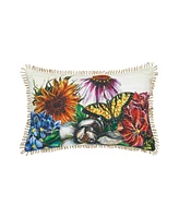 14" x 22" Botanical Floral Spring Printed and Embellished Throw Pillow