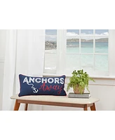 12" x 24" Anchors Away Nautical Embroidered Lumbar Throw Pillow