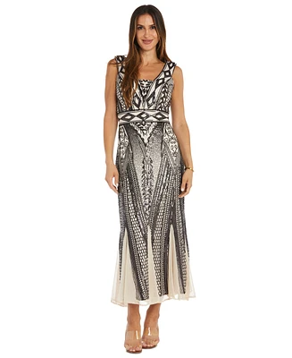 R & M Richards Women's Sequin Embellished Sleeveless Gown