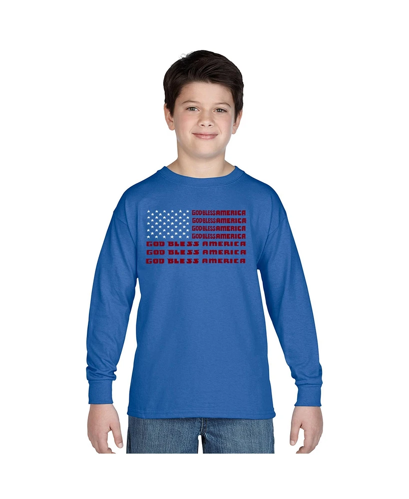 Boy's Word Art Long Sleeve - God Bless America