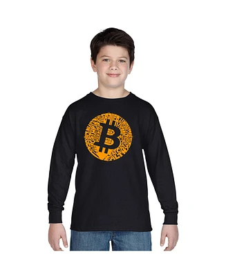 Boy's Word Art Long Sleeve - Bit coin