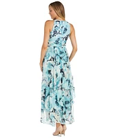 R & M Richards Women's Floral Print Halter Gown