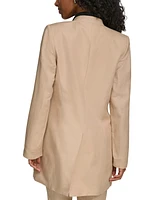 Calvin Klein Petite Linen-Blend Collarless Open-Front Blazer