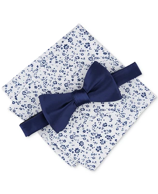 Bar Iii Men's Logan Solid Bow Tie & Floral Pocket Square Set, Created for Macy's