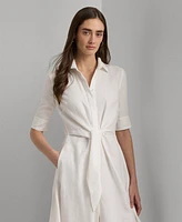 Lauren Ralph Petite Linen Fit & Flare Shirtdress