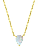 Lab-Grown Opal Pear Cut Solitaire 18" Pendant Necklace (5/8 ct. t.w.)