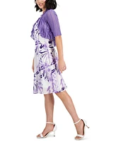 Connected Petite Ruffled Jacket & Printed Sweetheart-Neck Dress