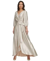 Dkny Women's Metallic Textured Faux-Wrap Gown