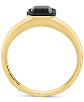 Effy Men's Onyx & Black Diamond (1/20 ct. t.w.) Halo Ring in 14k Gold