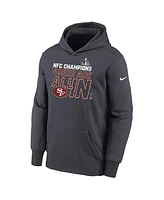 Big Boys Nike Anthracite San Francisco 49ers 2023 Nfc Champions Locker Room Trophy Collection Pullover Hoodie